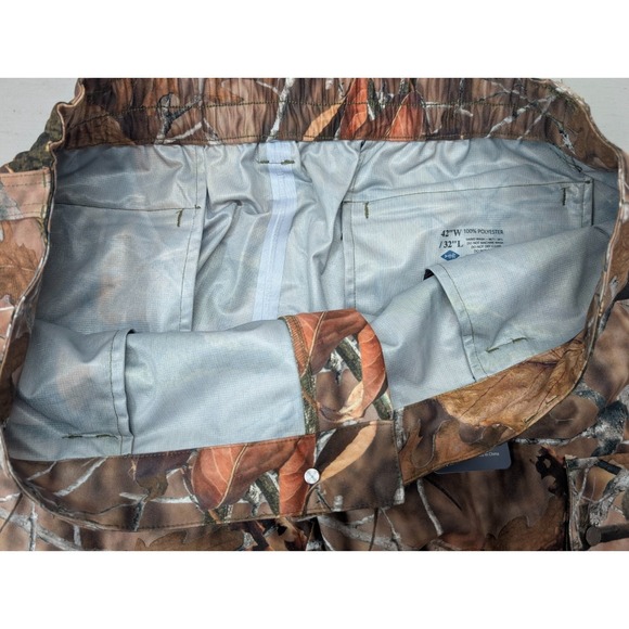 BassDash Men's Camo Pants Walker Waterproof 42x32 Hunting Fishing Ankle Zip NWT - Picture 3 of 16
